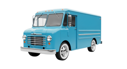Light blue vintage delivery truck isolated PNG with Transparent Background
