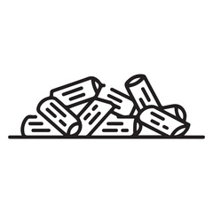 Wood chips icon Line Art. Element of row matterial icon. with white background