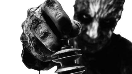 Close Up Monochrome Image Of A Horror Face And Hand