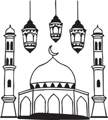 Islamic Mosque Vector Design for Ramadan and Eid