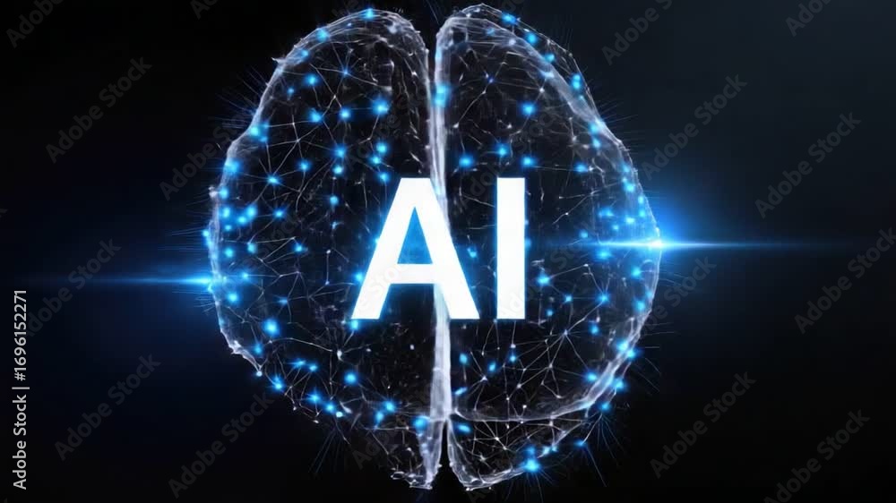 Poster a digital representation of a brain with glowing neural connections showcasing the concept of artifi