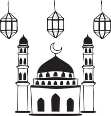 Islamic Mosque Vector Design for Ramadan and Eid