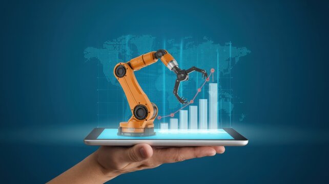 Robotic Arm Manipulating Growth Chart on Digital Tablet