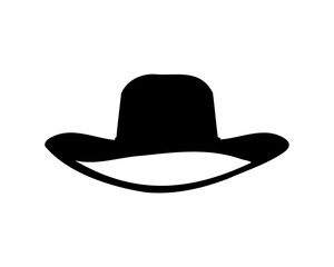 Silhouette of a classic western cowboy hat, isolated on white background