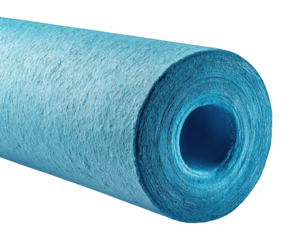 Close-up of a Textured Blue Paint Roller on a Black Background