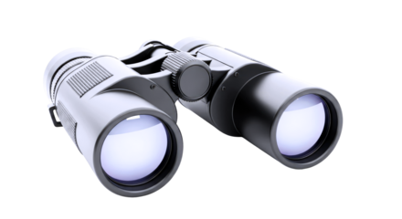 sleek 3d binoculars model perfect for adventure game assets, detailed design, highresolution textures, isolated on transparent background