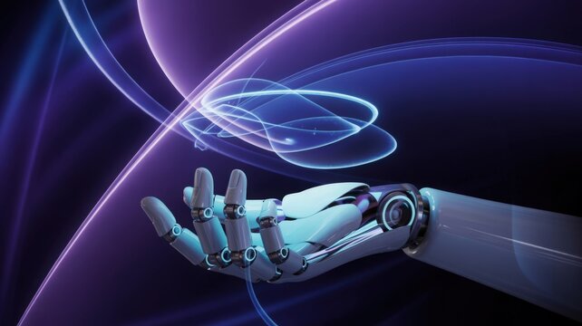 Robotic Hand with Abstract Light Trails Technology