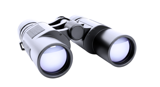 sleek 3d binoculars model perfect for adventure game assets, detailed design, highresolution textures, isolated on transparent background