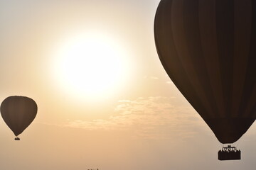 hot air balloon in sunset