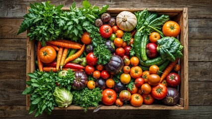 Healthy Vegetables in Rustic Wooden Crate