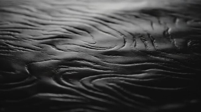 Close up Shot Reveals Swirling Patterns and Texture on Dark, Carved Wood Surface at Studio B in Manhattan, New York