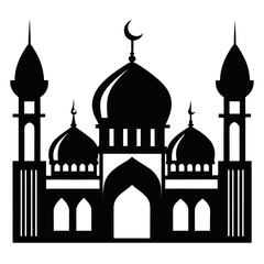 Mosque a simple vector clean black silhouette design white background