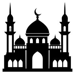 Mosque a simple vector clean black silhouette design white background