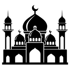 Mosque a simple vector clean black silhouette design white background