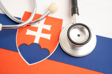 Slovakia flag with black stethoscope, Business and finance.