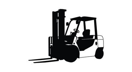 a black silhouette of an industrial forklift truck