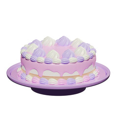 3Dのピンクパープルなケーキ♪png