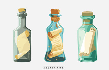 messages in bottles floating on calm waters under moonlight