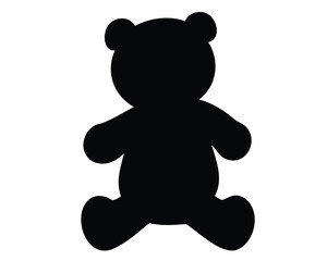 Black and White Teddy Bear Silhouette Image on a White Background