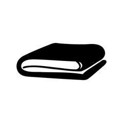 Simple black and white illustration of a neatly folded blanket object