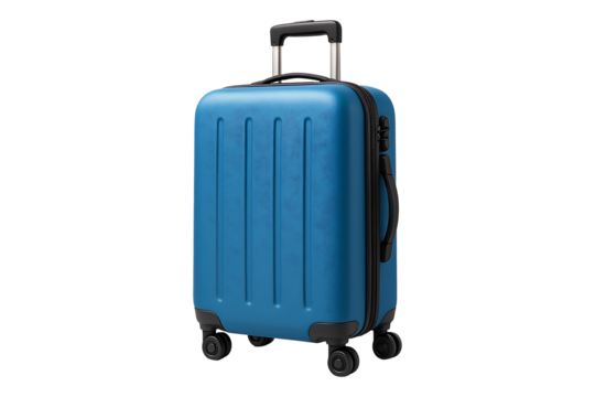 Modern Blue Luggage Suitcase Isolated on a Transparent Background