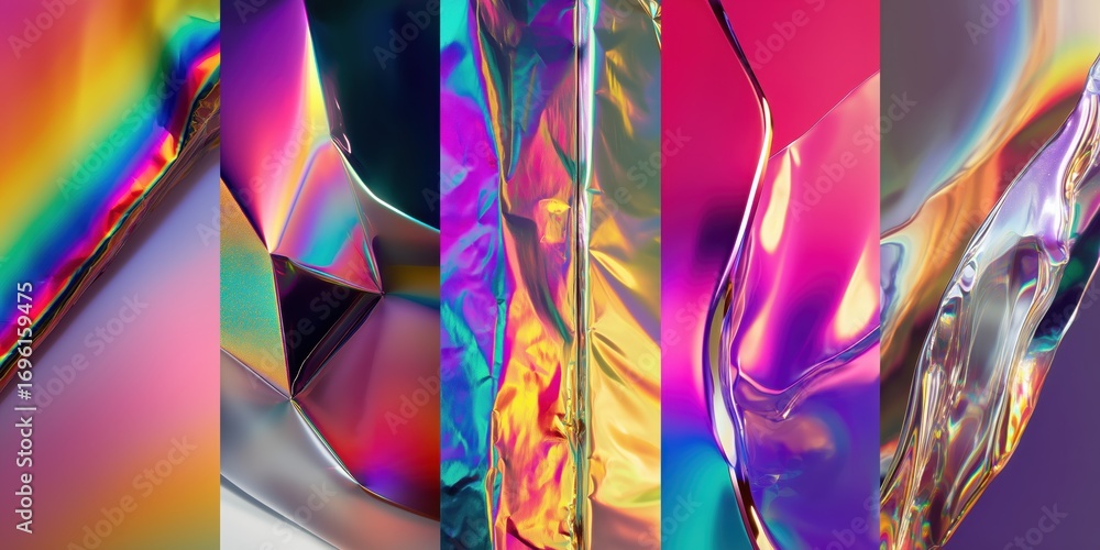 Poster chromatic symphony: a kaleidoscope of vibrant hues unfolds in an abstract composition, featuring iri