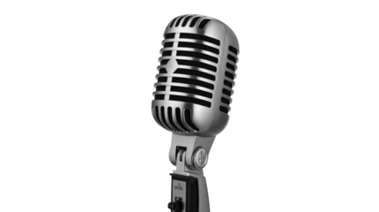 Classic silver microphone for vintage sound recording sessions