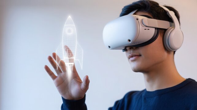 Virtual Reality Experience with Rocket Hologram Display
