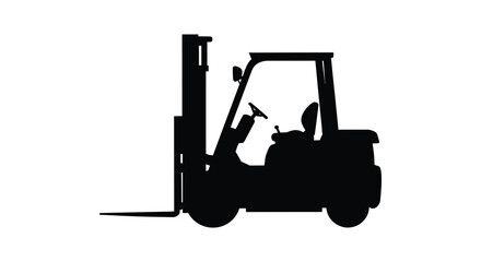 a black silhouette of an industrial forklift truck