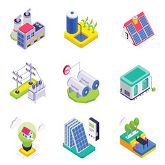 Ecology isometric vector illustration set 4
