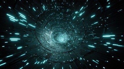 Dark teal tunnel with teal streaks