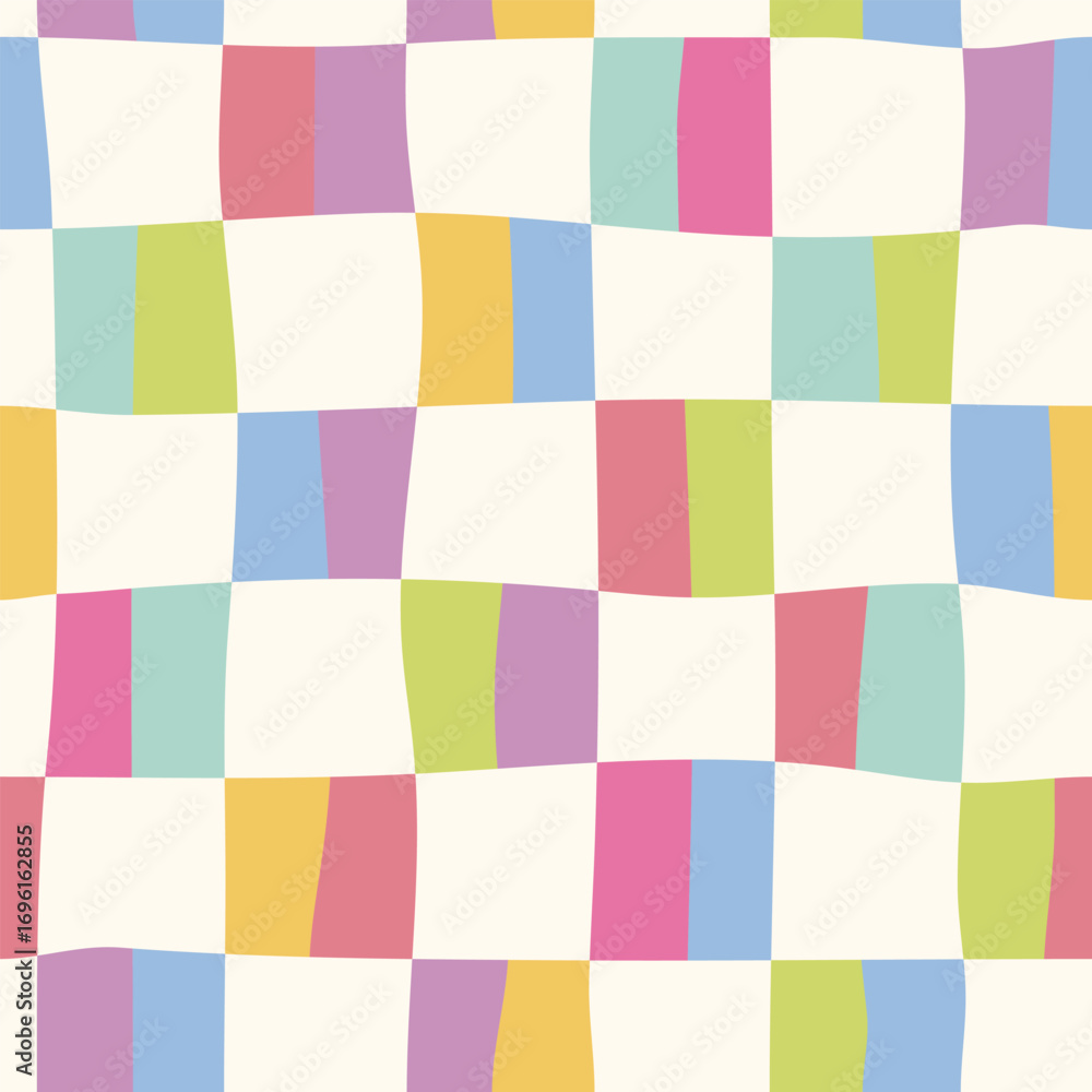 Aufkleber seamless playful geometric pattern with wavy squares. funny checkered background. colorful grid text