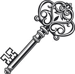 Fototapeta premium Ornate Vintage Key Vector Illustration