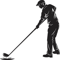 Black Silhouette Vector of Golf Driver Club Simple Design