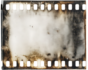 Damaged Film Strip with Burn Marks and Scratches