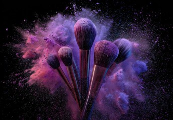 Makeup brushes explode in vibrant powder