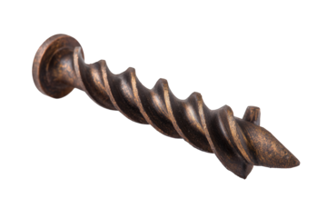 Detailed Close Up of a Bronze Helical Auger Bit on Black Background