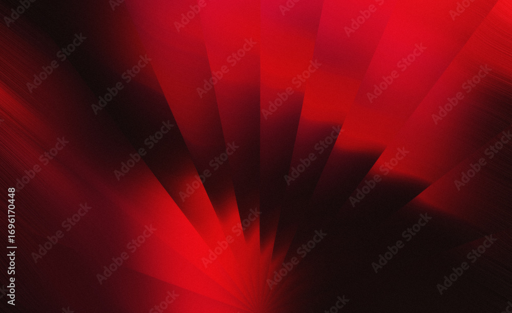 Aufkleber futuristic abstract red black gradient dust grain background with ribbed rays glass texture and refr