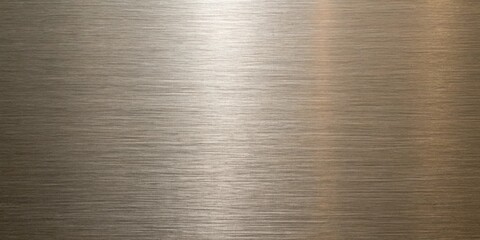 A closeup of a brushed metal surface, revealing a smooth, reflective texture with fine linear patterns and a subtle gradient of light, creating a modern, industrial aesthetic