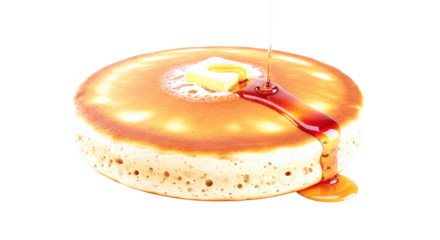 buttery pancake bliss golden syrup drizzle, sweet breakfast delight, isolated on transparent background