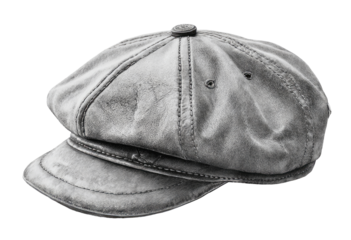 Gray, worn newsboy cap