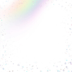 Colorful light patterns illuminate a soft white background during a gathering in a bright, cheerful setting