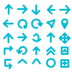 Blue Arrow Icons Set - Direction, Navigation, and UI Symbols Collection