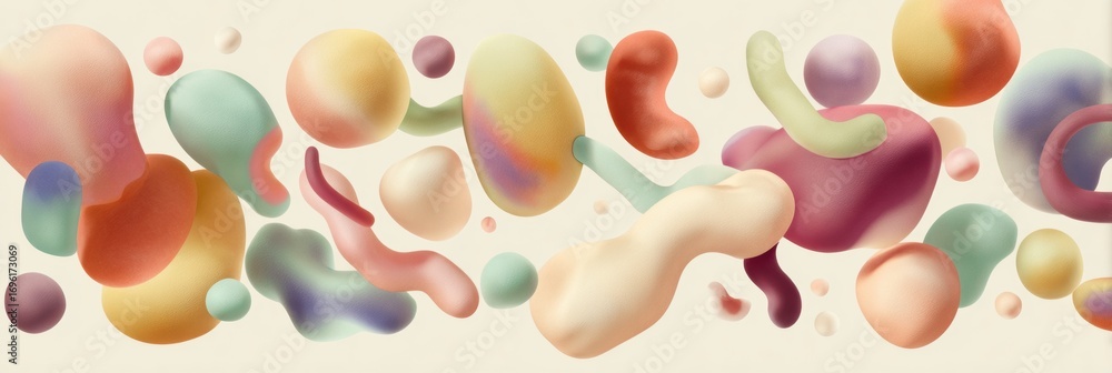 Poster colorful abstract shapes blend harmoniously in a smooth flowing pattern on a light background