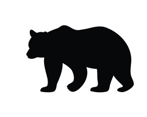 Obraz premium Silhouette of a Brown Bear Walking Against a Plain White Background