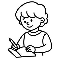 Child learning to write in a notebook with a pencil