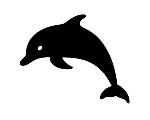 Obraz premium Silhouette of a leaping dolphin set against a clean white background