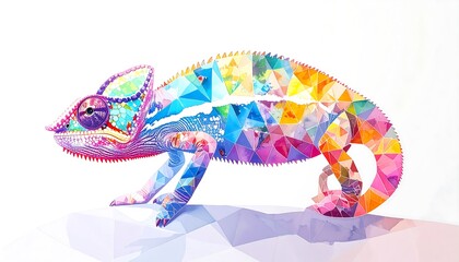 Fototapeta premium Colorful polygonal chameleon design