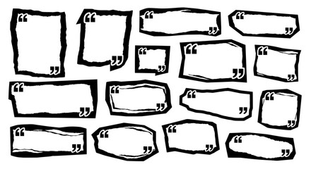 Obraz premium A large collection of quote box templates with a grunge torn paper effect. Ideal for testimonials, social media posts, and collage design elements.