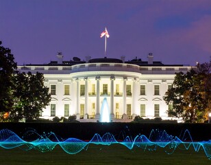 Naklejka premium White House at night with light art